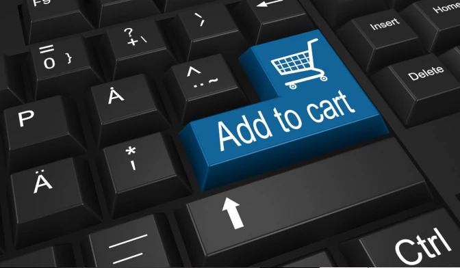 Bild einer Tastatur mit einem Einkaufswagensymbol als Entertaste
